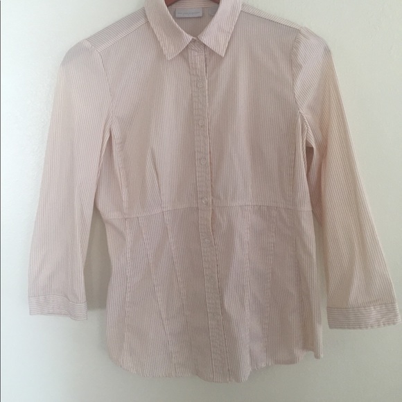 Orange & white button down blouse - Picture 6 of 6